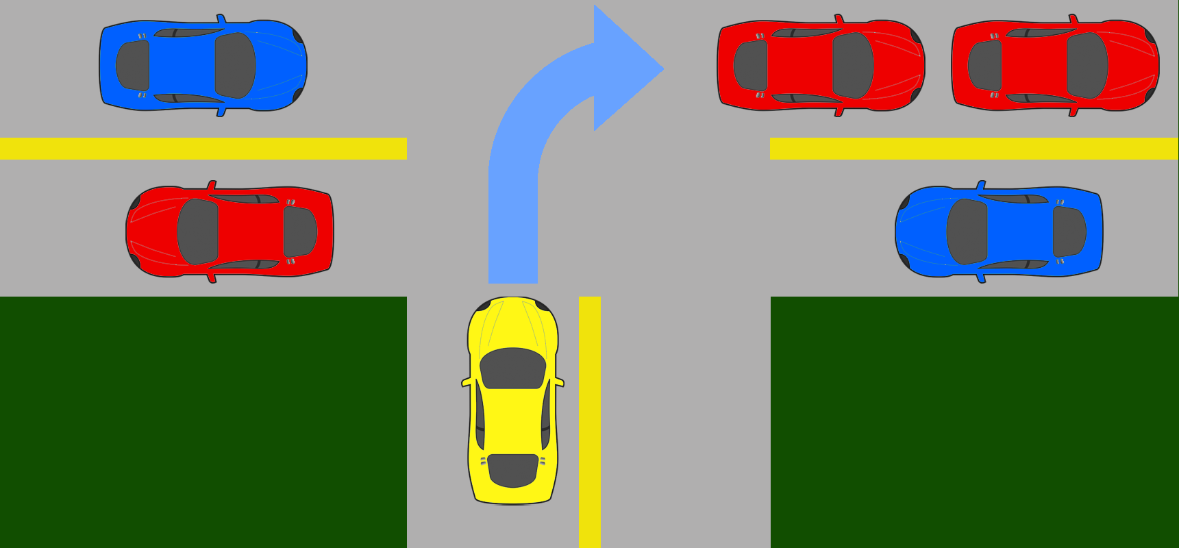 Vehicle attempting to merge into an uncontrolled intersection.